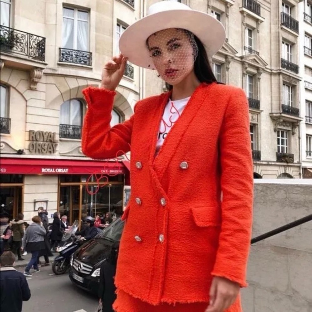 Blogger Favourite! Zara Women's Orange Double-Breasted Jacket